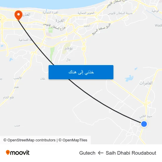 Saih Dhabi Roudabout to Gutech map