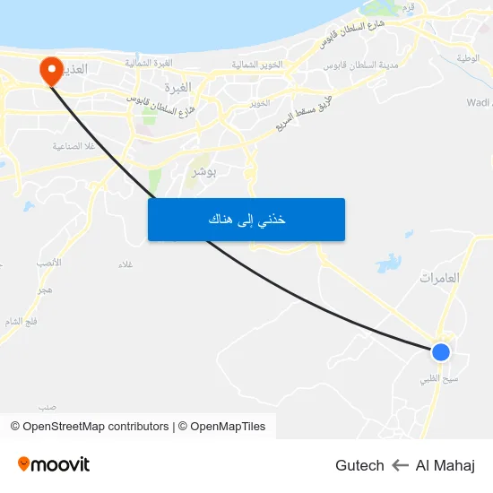 Al Mahaj to Gutech map