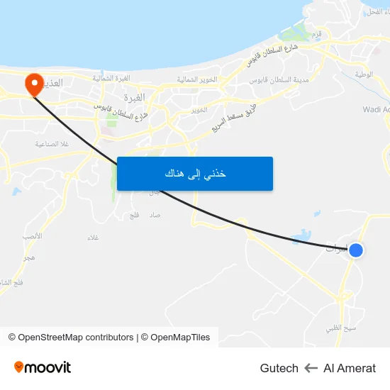 Al Amerat to Gutech map