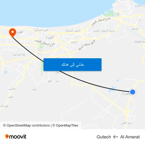 Al Amerat to Gutech map