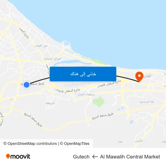 Al Mawalih Central Market to Gutech map