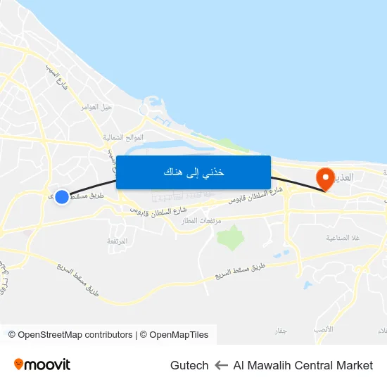 Al Mawalih Central Market to Gutech map