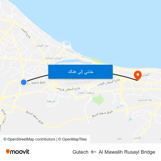 Al Mawalih Rusayl Bridge to Gutech map