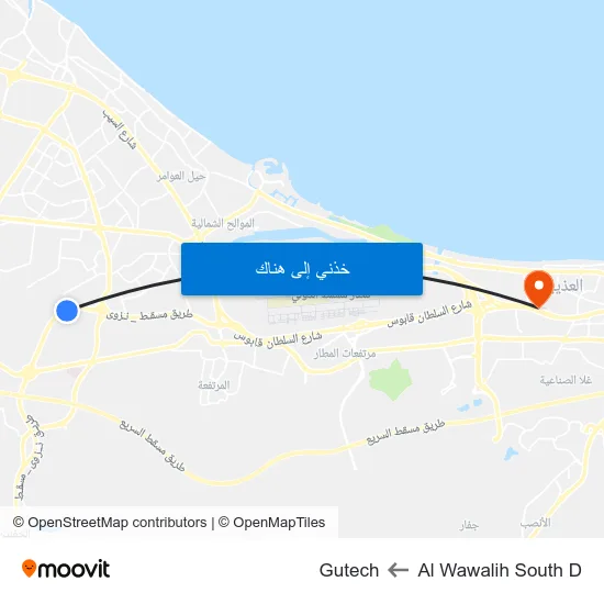 Al Wawalih South D to Gutech map