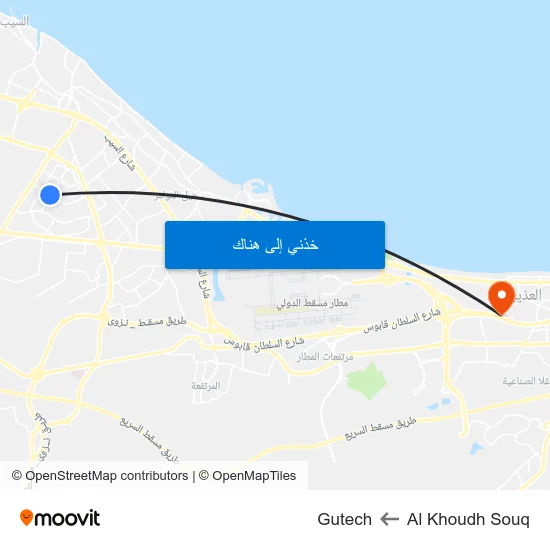 Al Khoudh Souq to Gutech map