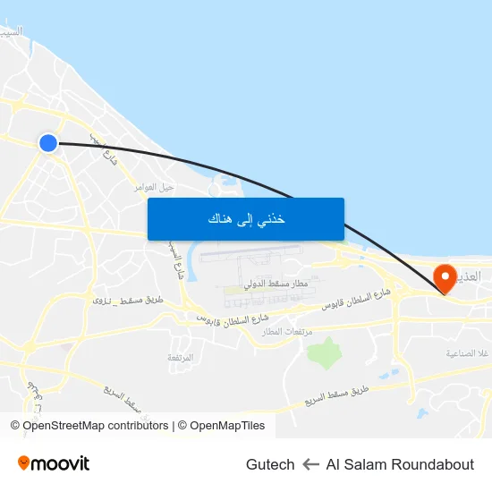 Al Salam Roundabout to Gutech map