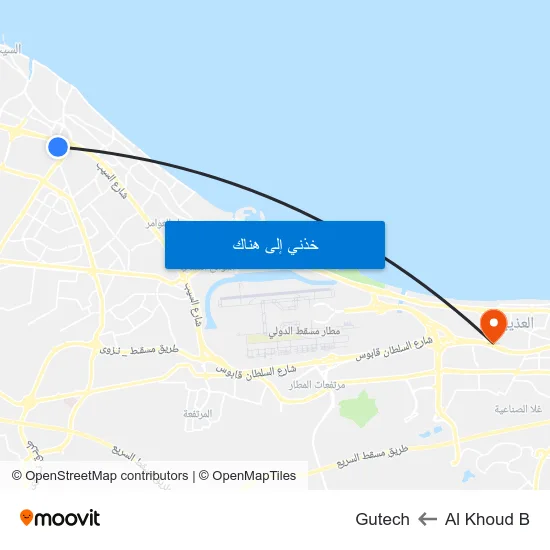 Al Khoud B to Gutech map