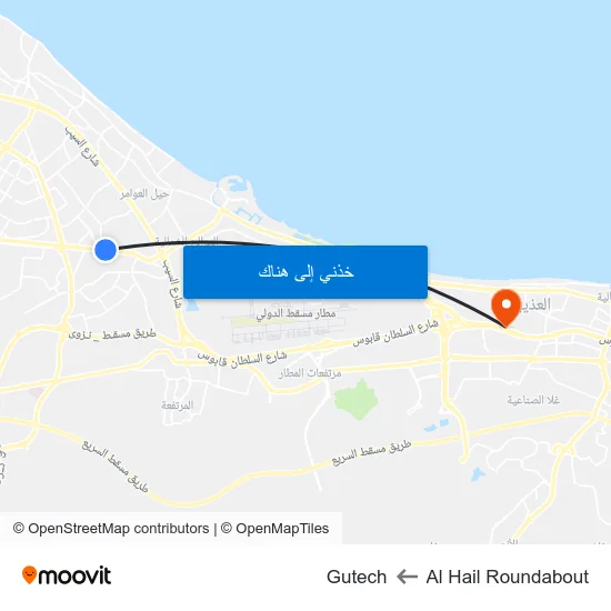 Al Hail Roundabout to Gutech map