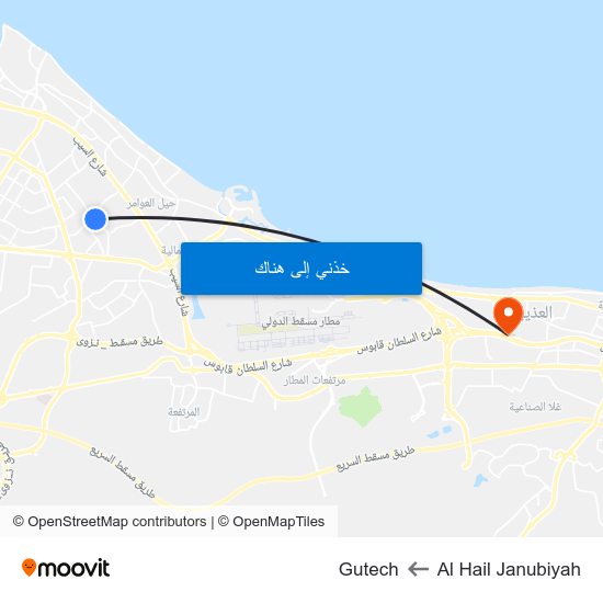 Al Hail Janubiyah to Gutech map