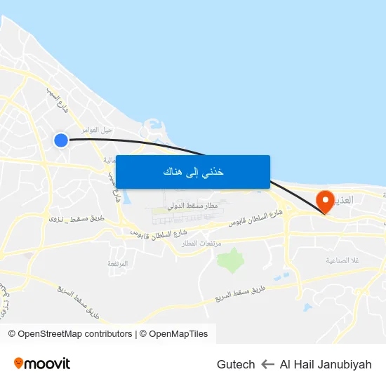Al Hail Janubiyah to Gutech map