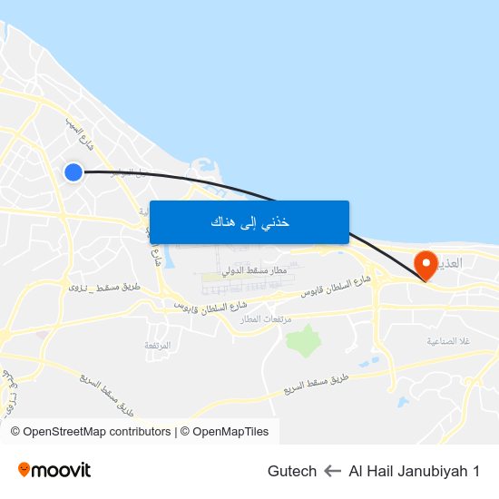 Al Hail Janubiyah 1 to Gutech map