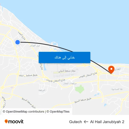 Al Hail Janubiyah 2 to Gutech map