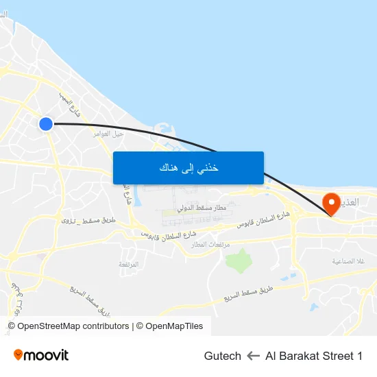 Al Barakat Street 1 to Gutech map