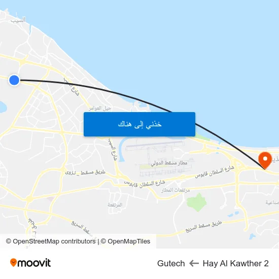 Hay Al Kawther 2 to Gutech map