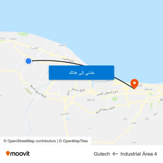 Industrial Área 4 to Gutech map