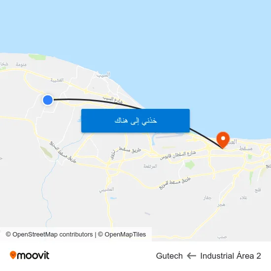 Industrial Área 2 to Gutech map