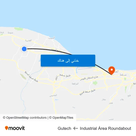 Industrial Área Roundabout to Gutech map