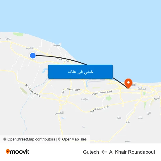 Al Khair Roundabout to Gutech map