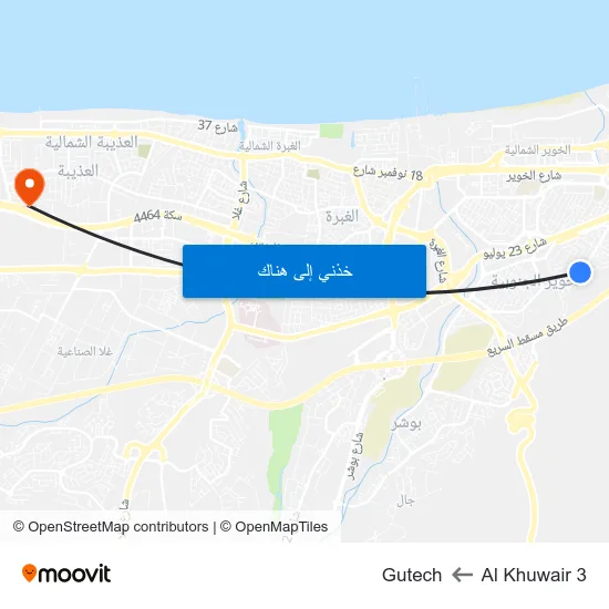 Al Khuwair 3 to Gutech map