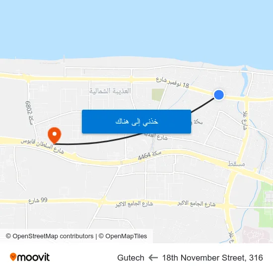 18th November Street, 316 to Gutech map