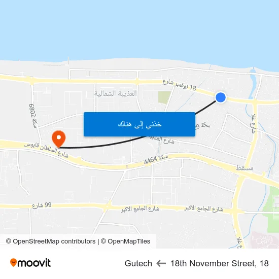 18th November Street, 18 to Gutech map
