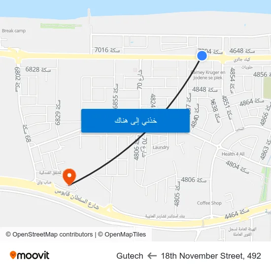 18th November Street, 492 to Gutech map