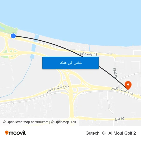 Al Mouj Golf 2 to Gutech map