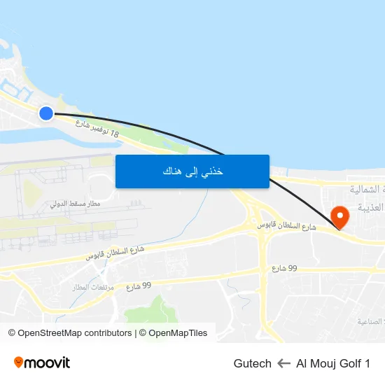 Al Mouj Golf 1 to Gutech map
