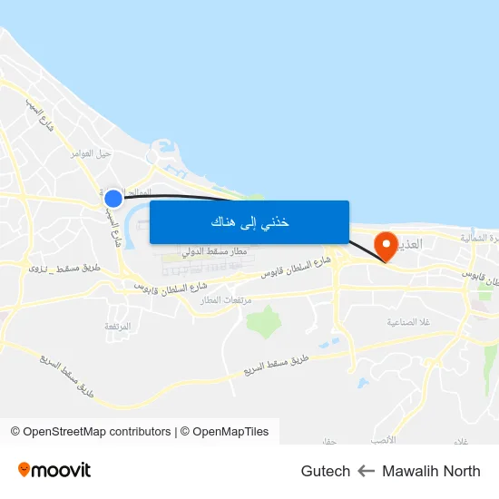 Mawalih North to Gutech map