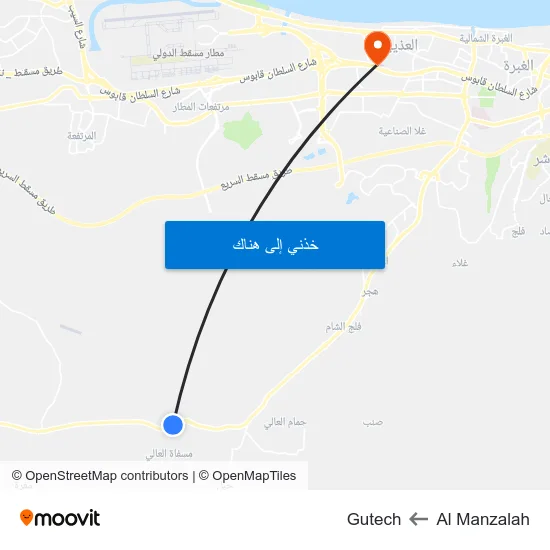 Al Manzalah to Gutech map
