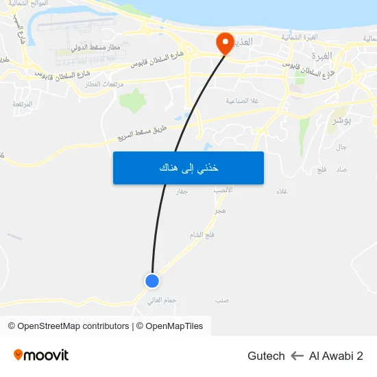 Al Awabi 2 to Gutech map