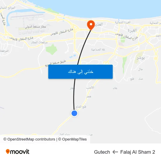 Falaj Al Sham 2 to Gutech map