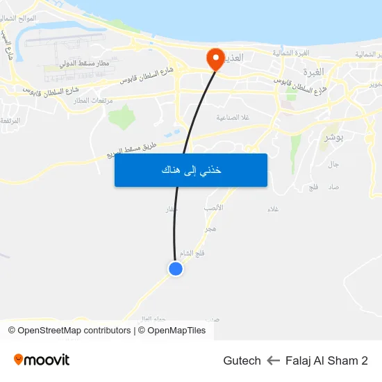 Falaj Al Sham 2 to Gutech map