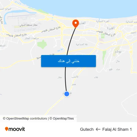 Falaj Al Sham 1 to Gutech map