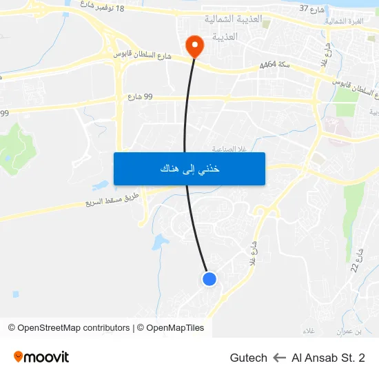 Al Ansab St. 2 to Gutech map