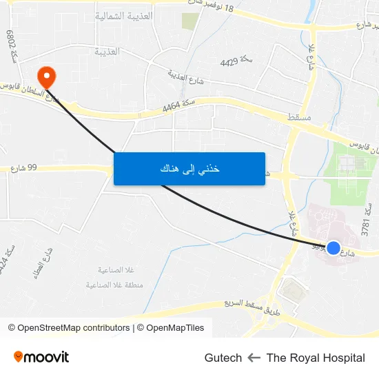 The Royal Hospital to Gutech map