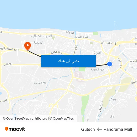 Panorama Mall to Gutech map