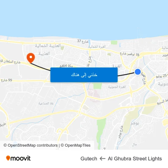 Al Ghubra Street Lights to Gutech map