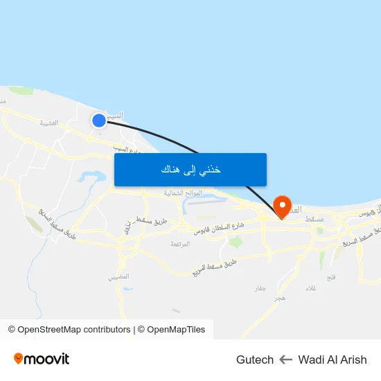 Wadi Al Arish to Gutech map