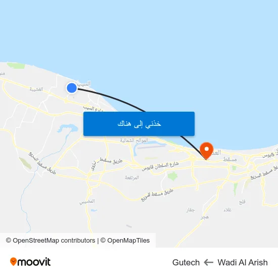 Wadi Al Arish to Gutech map