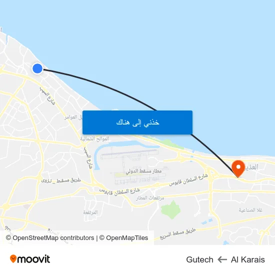 Al Karais to Gutech map