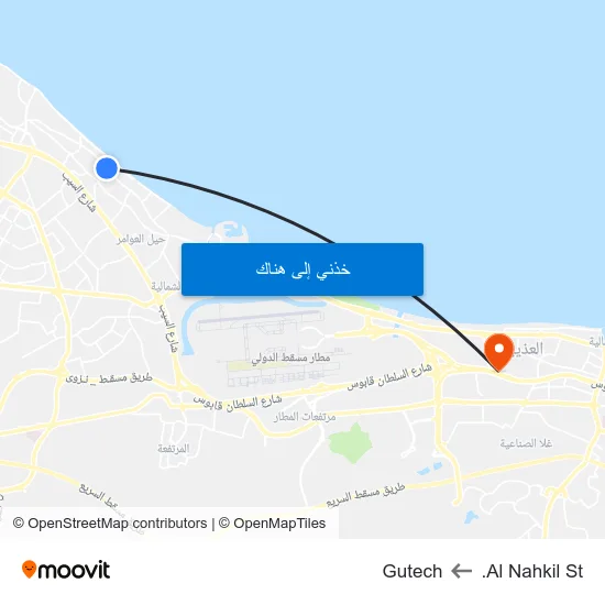 Al Nahkil St. to Gutech map