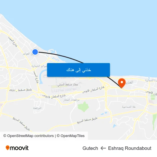 Eshraq Roundabout to Gutech map