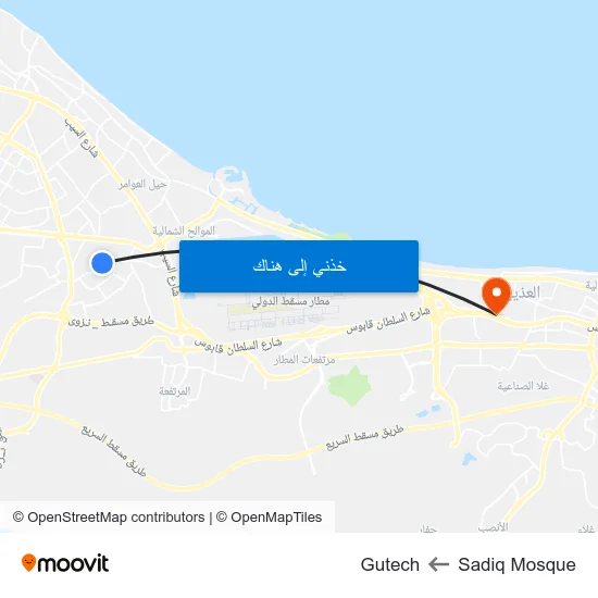 Sadiq Mosque to Gutech map