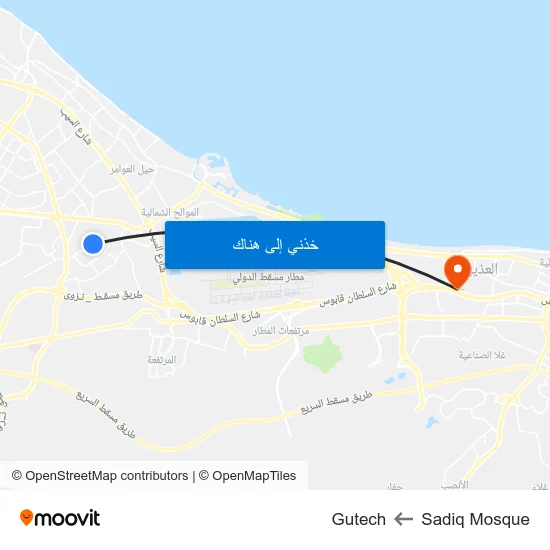 Sadiq Mosque to Gutech map