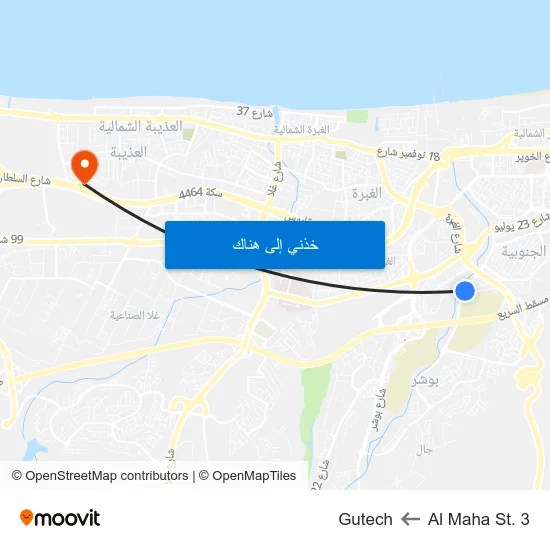 Al Maha St. 3 to Gutech map