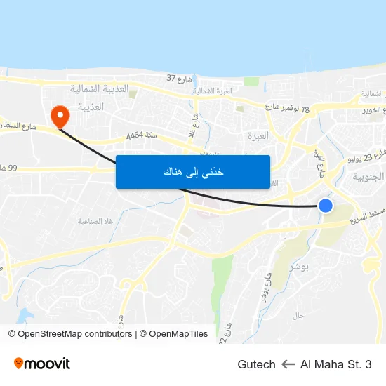 Al Maha St. 3 to Gutech map
