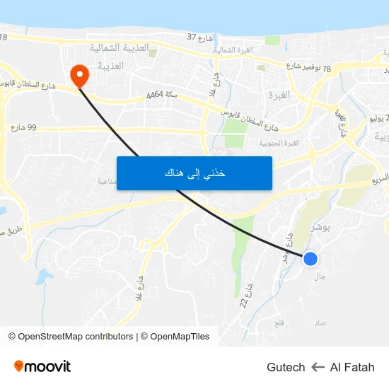 Al Fatah to Gutech map