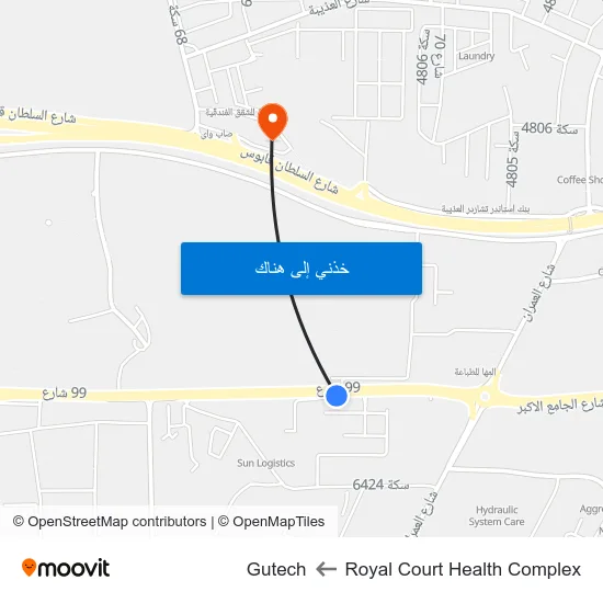Royal Court Health Complex to Gutech map