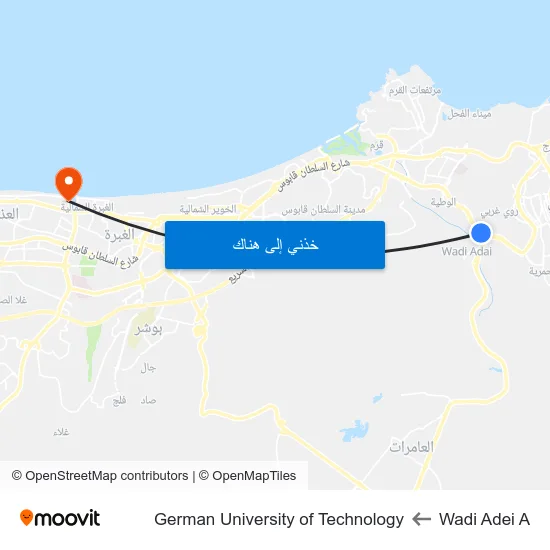 Wadi Adei A to German University of Technology map